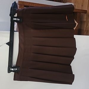 Brown pleated mini skirt